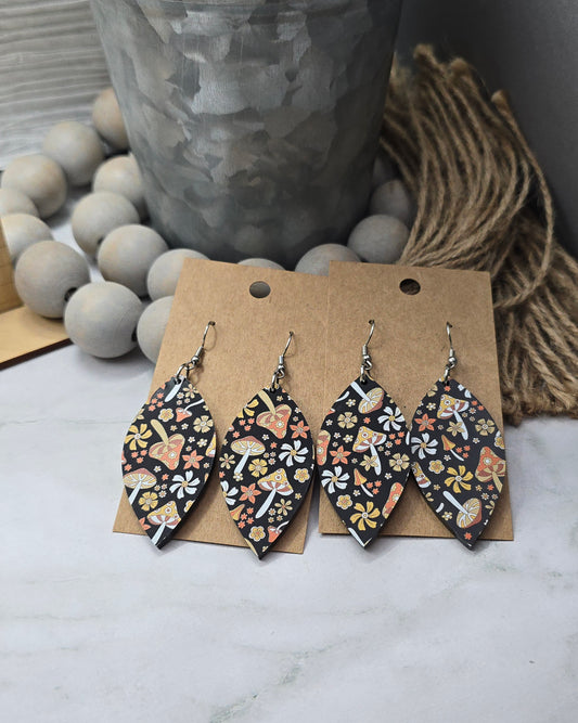 Black Mushroom Petal Earrings