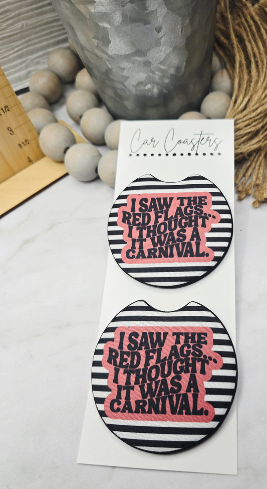 Red Flags Car Coasters