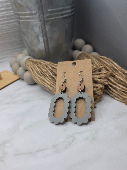 Gray Scallop Stacked Earrings