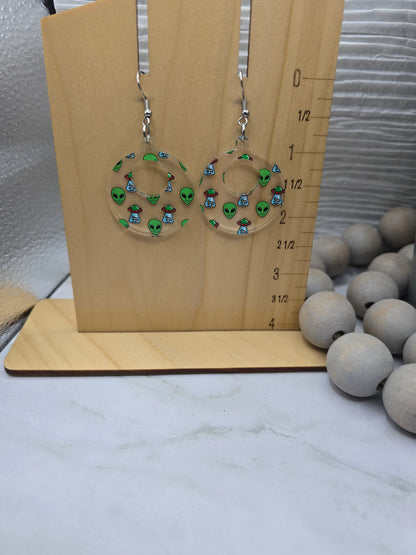 Alien Retro Circle Earrings