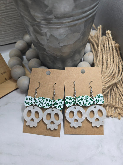Shamrock Skull Earrings