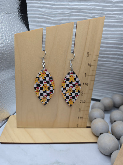 Checked Gingerbread Petal Earrings