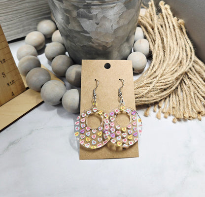 Conversation Hearts Retro Circle Earrings