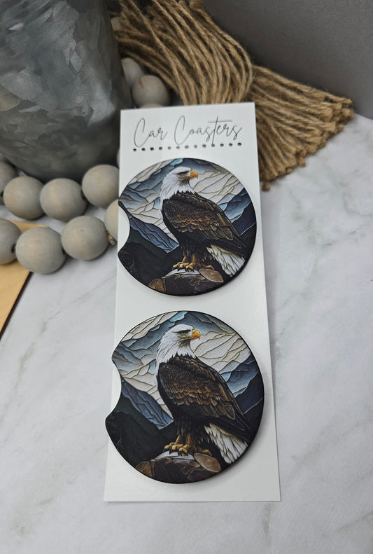 Stain Glass Eagle Car Coasters