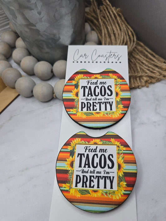 Feed Me Tacos Car Coasters