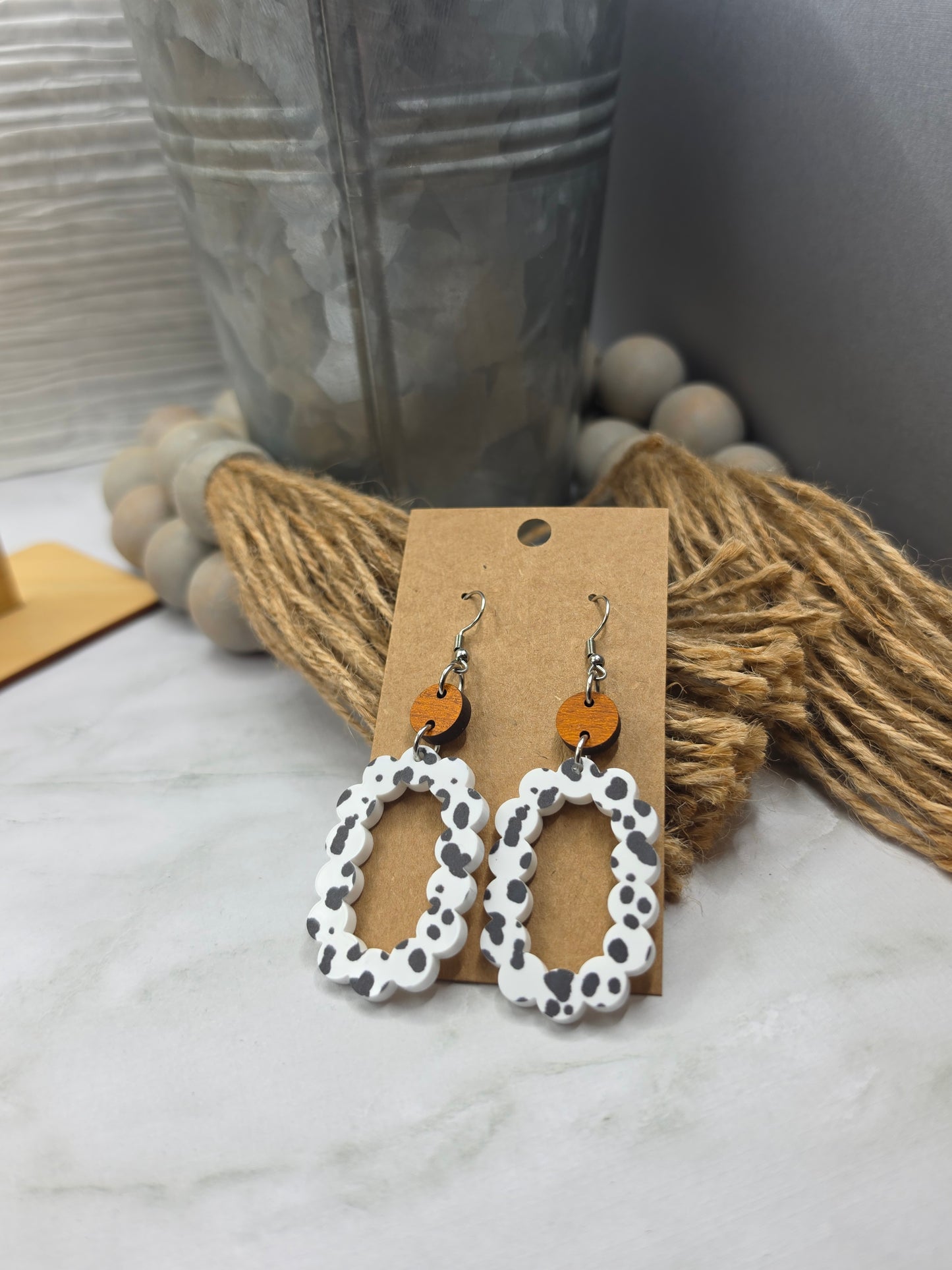 Cow Stacked Scallop Earrings