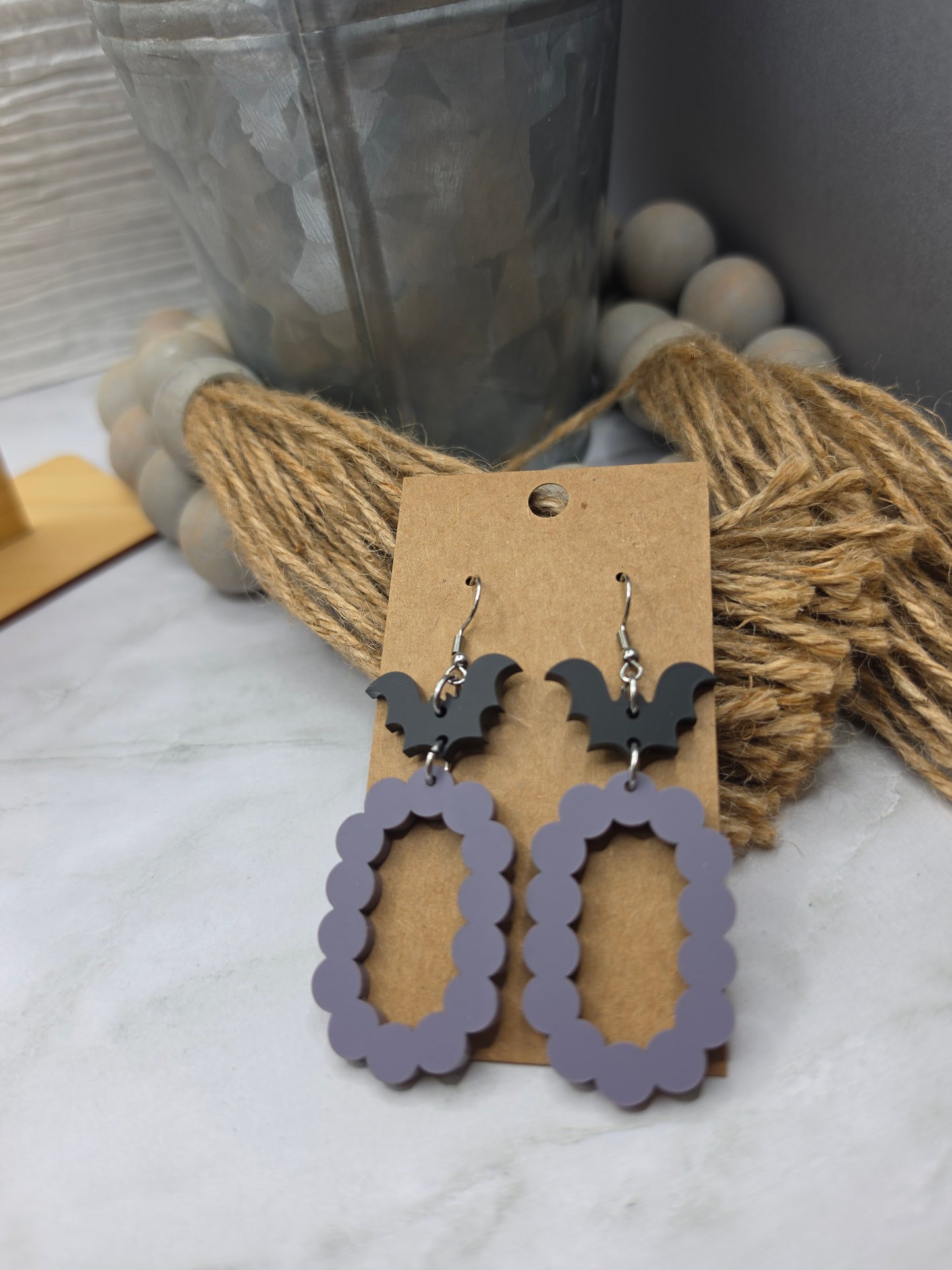 Bat Scallop Stacked Earrings