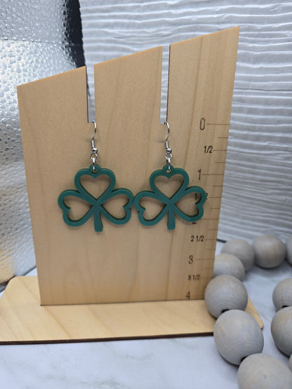 Green Pearl Shamrock Earrings