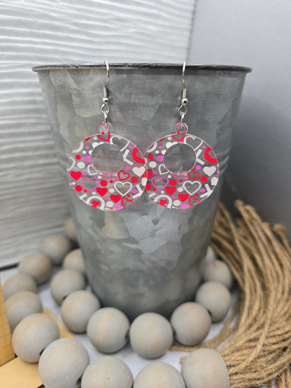 Cute Hearts Retro Circle Earrings
