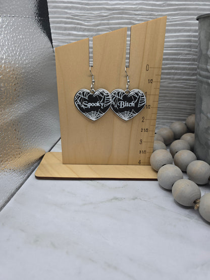 Spooky B Heart Earrings
