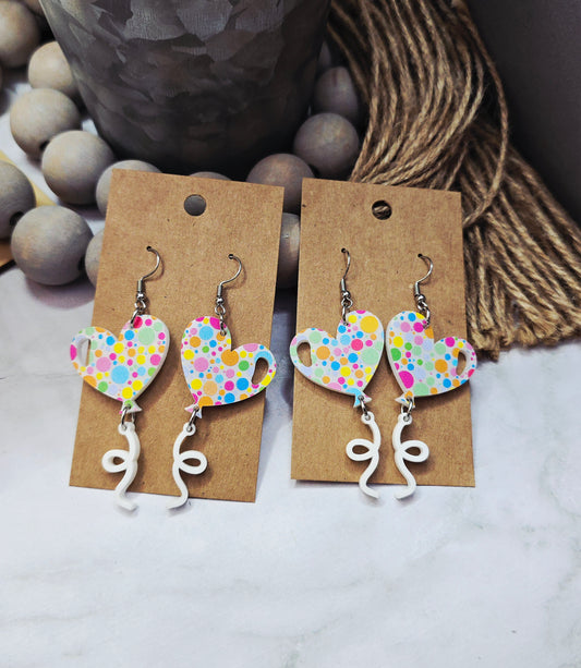 Celebration Dot Heart Balloon Earrings