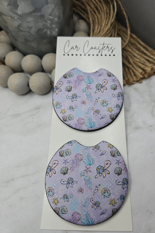 Lilac Sea Creature Car Coasters