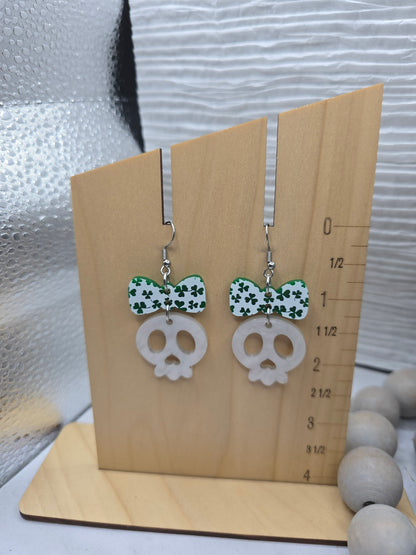 Shamrock Skull Earrings