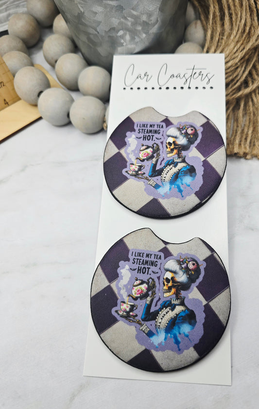 Steaming Hot Tea Car Coasters