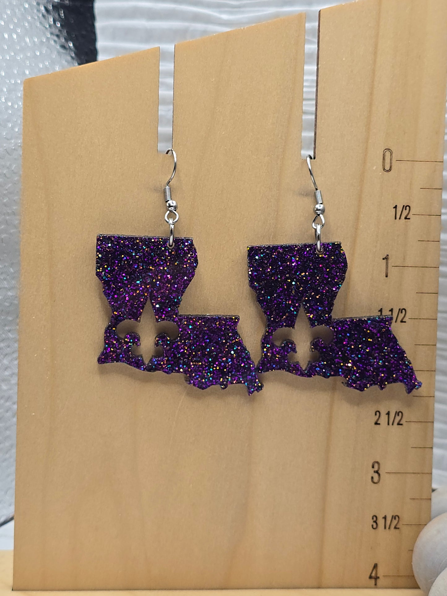 Purple Glitter Louisiana Earrings