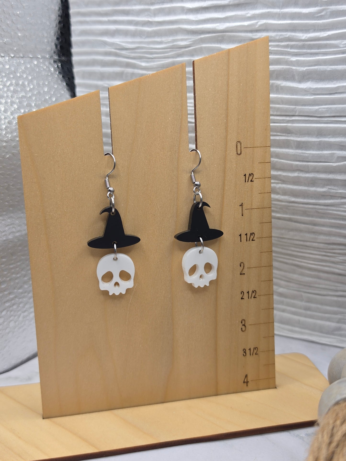 Witch Hat Skull Earrings