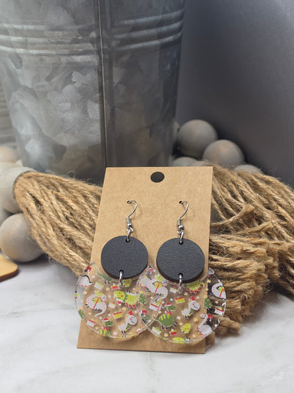 Christmas Dino Stacked Circle Earrings