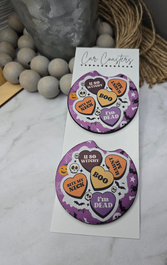 Halloween Hearts Car Coasters