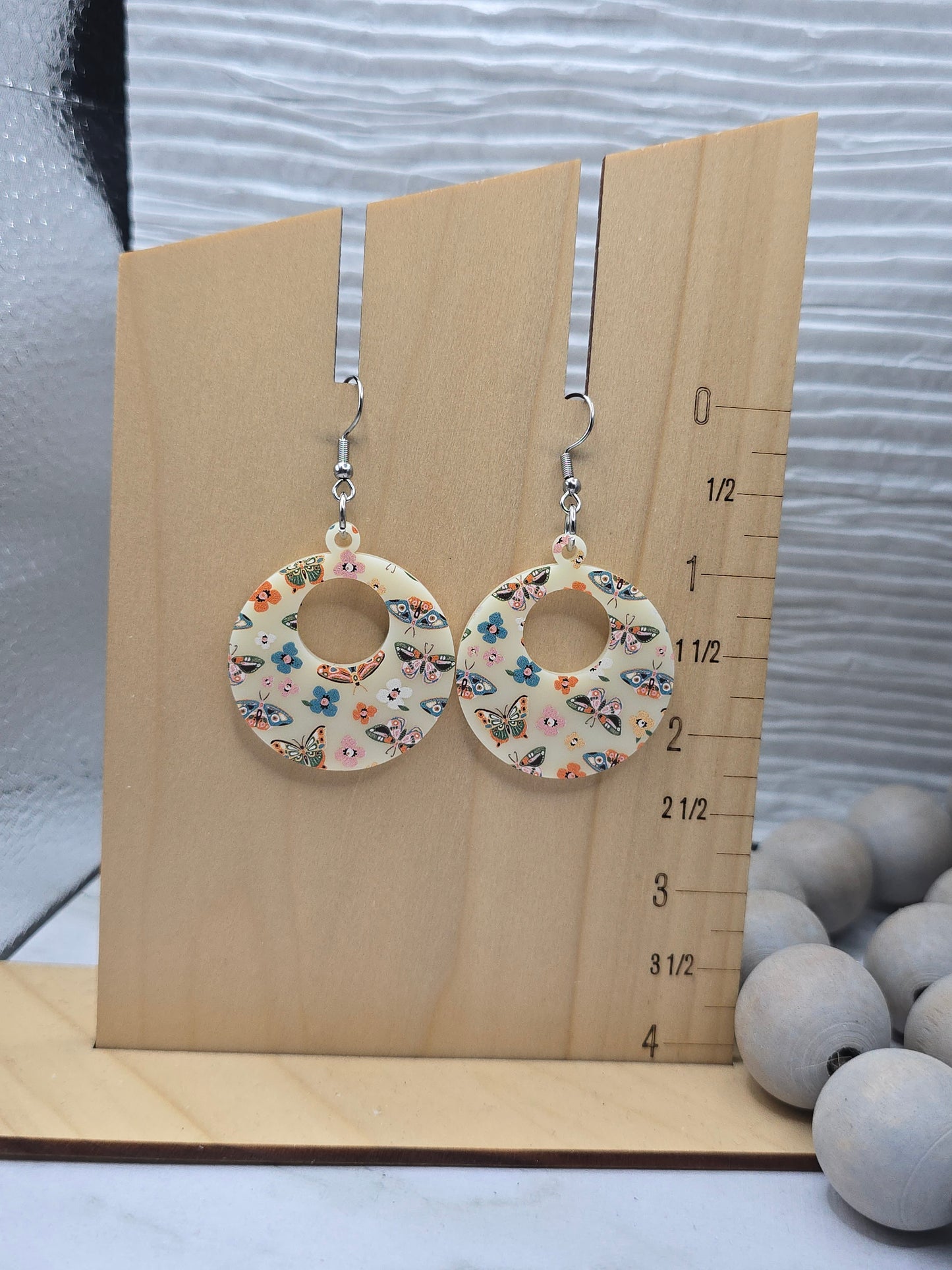 Butterflies and Moths Retro Circle Earrings