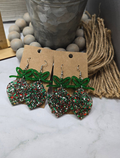 Christmas Glitter Ornament Earrings