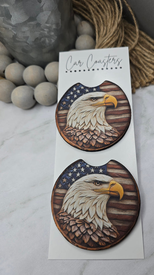 Eagle Flag Car Coasters