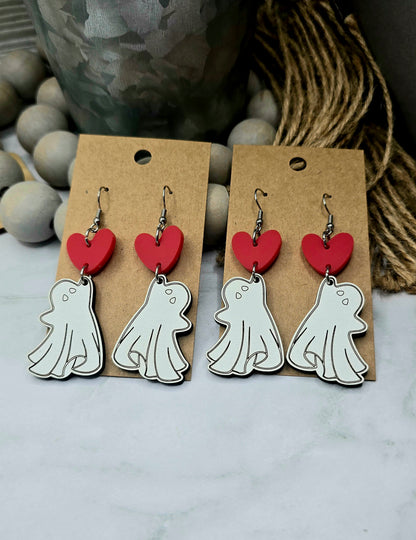 Ghost Heart Balloon Earrings