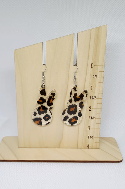 Clear Leopard Bunny Earrings