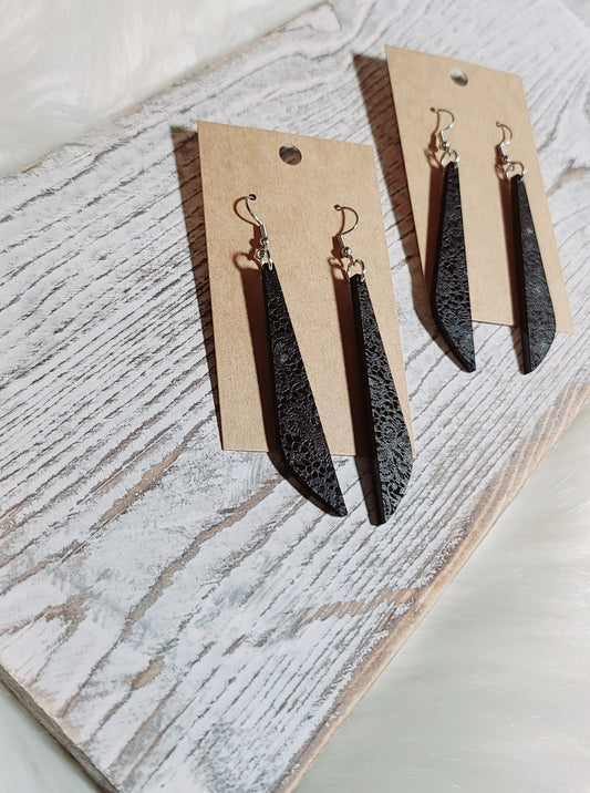 Black Lace Wedge Earrings