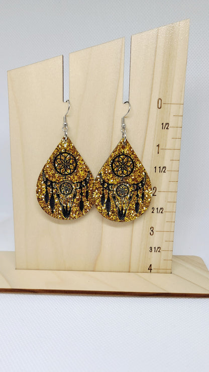 Gold Boho Bull Head Earrings