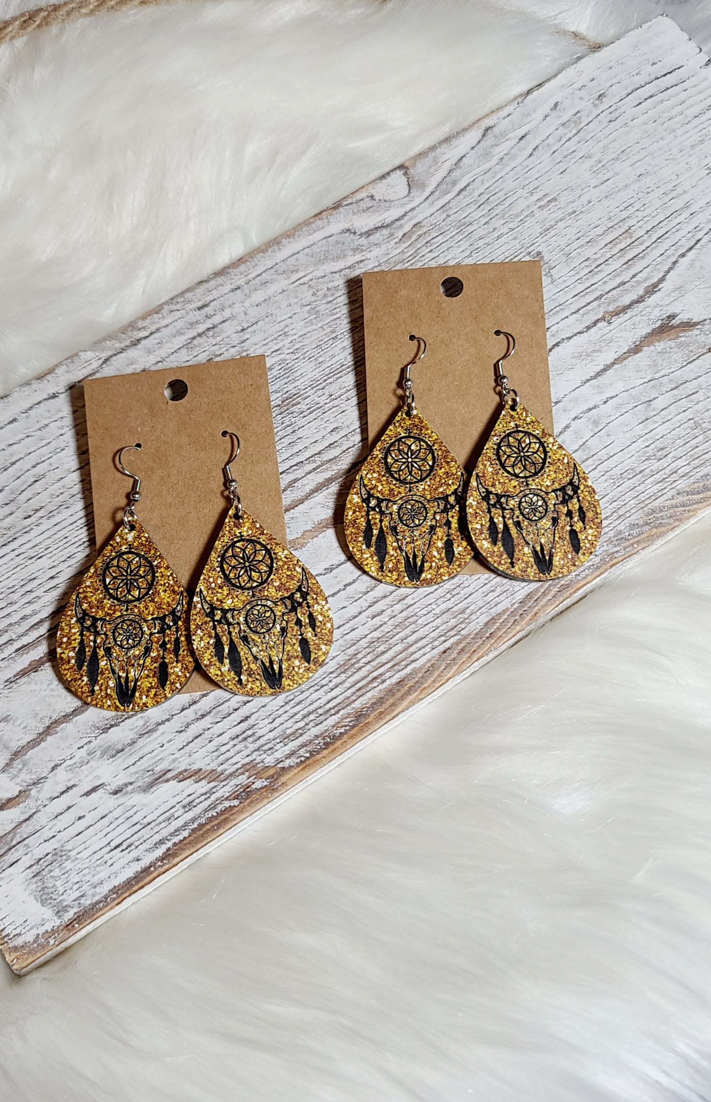 Gold Boho Bull Head Earrings