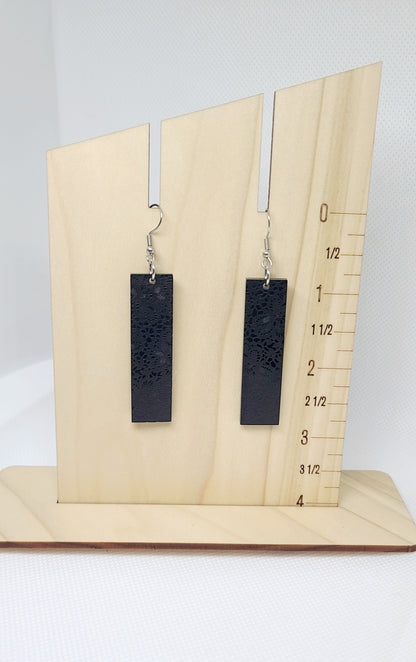 Black Lace Rectangle Bar Earrings