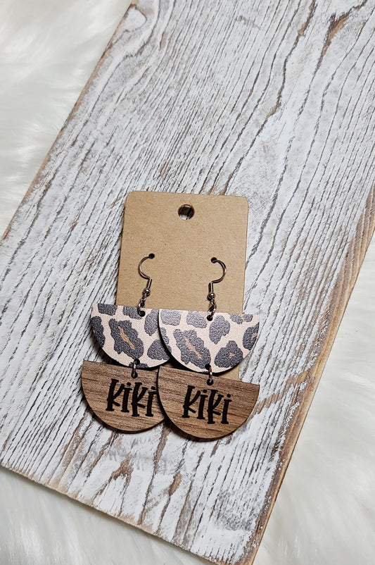 Leopard and Walnut Name Earrings