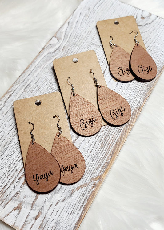 Sapele Name Earrings