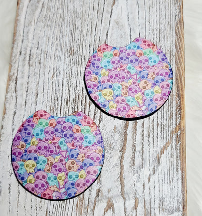 Pastel Skulls Car Coasters