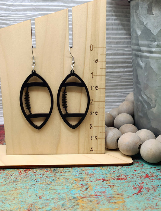 Black Football Earrings