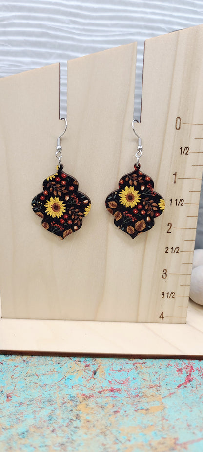 Sunflower Quatrefoil Earrings