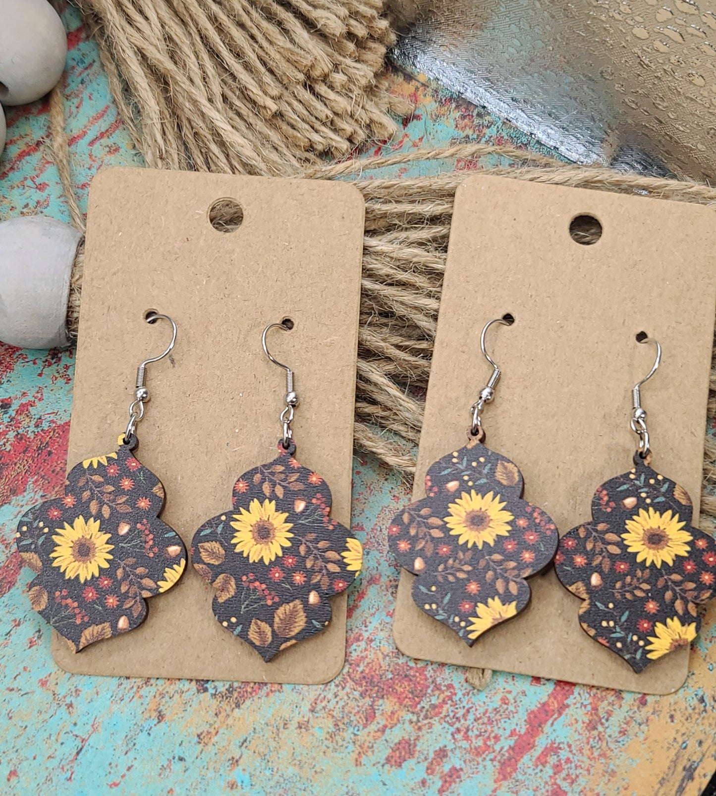 Sunflower Quatrefoil Earrings