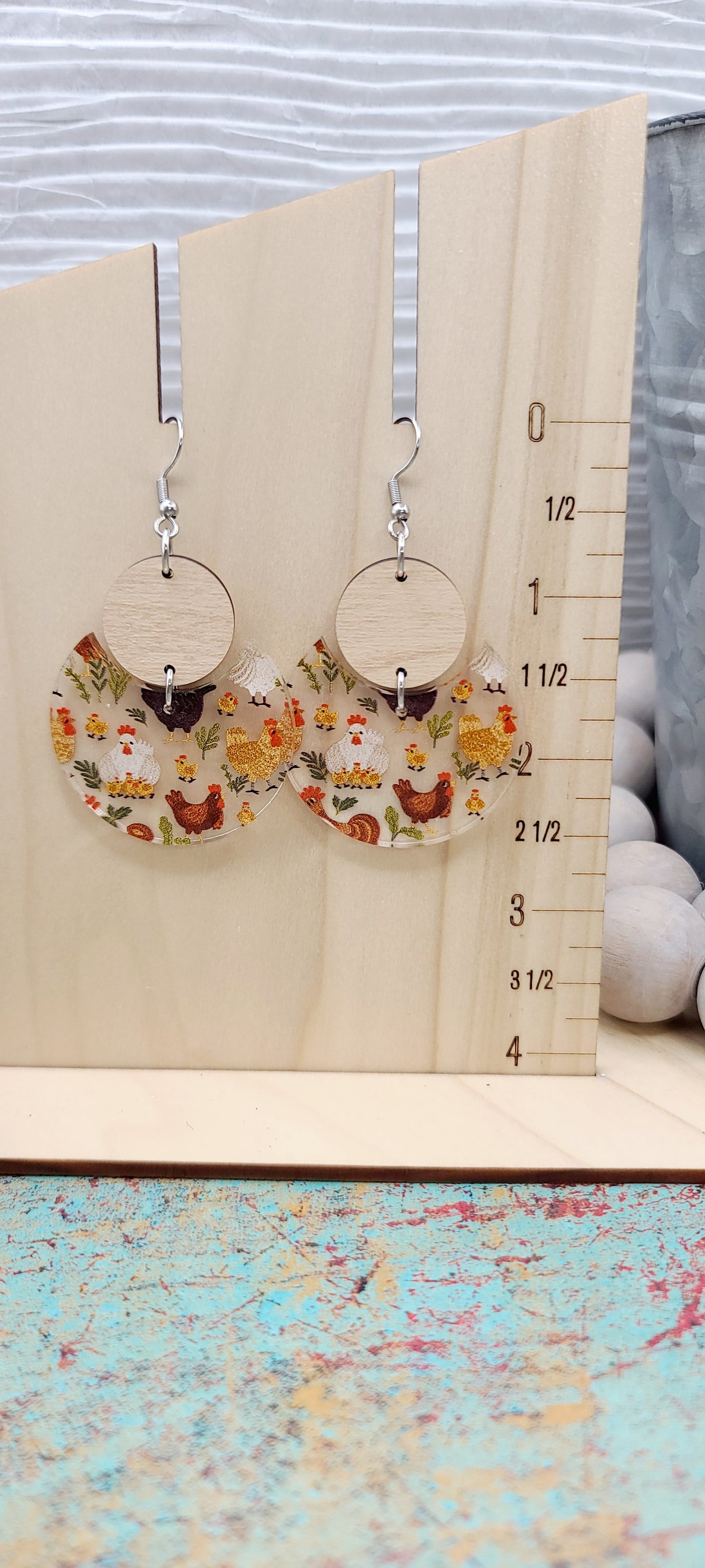 Chicken Stacked Circle Earrings