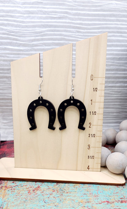 Black Horseshoe Earrings