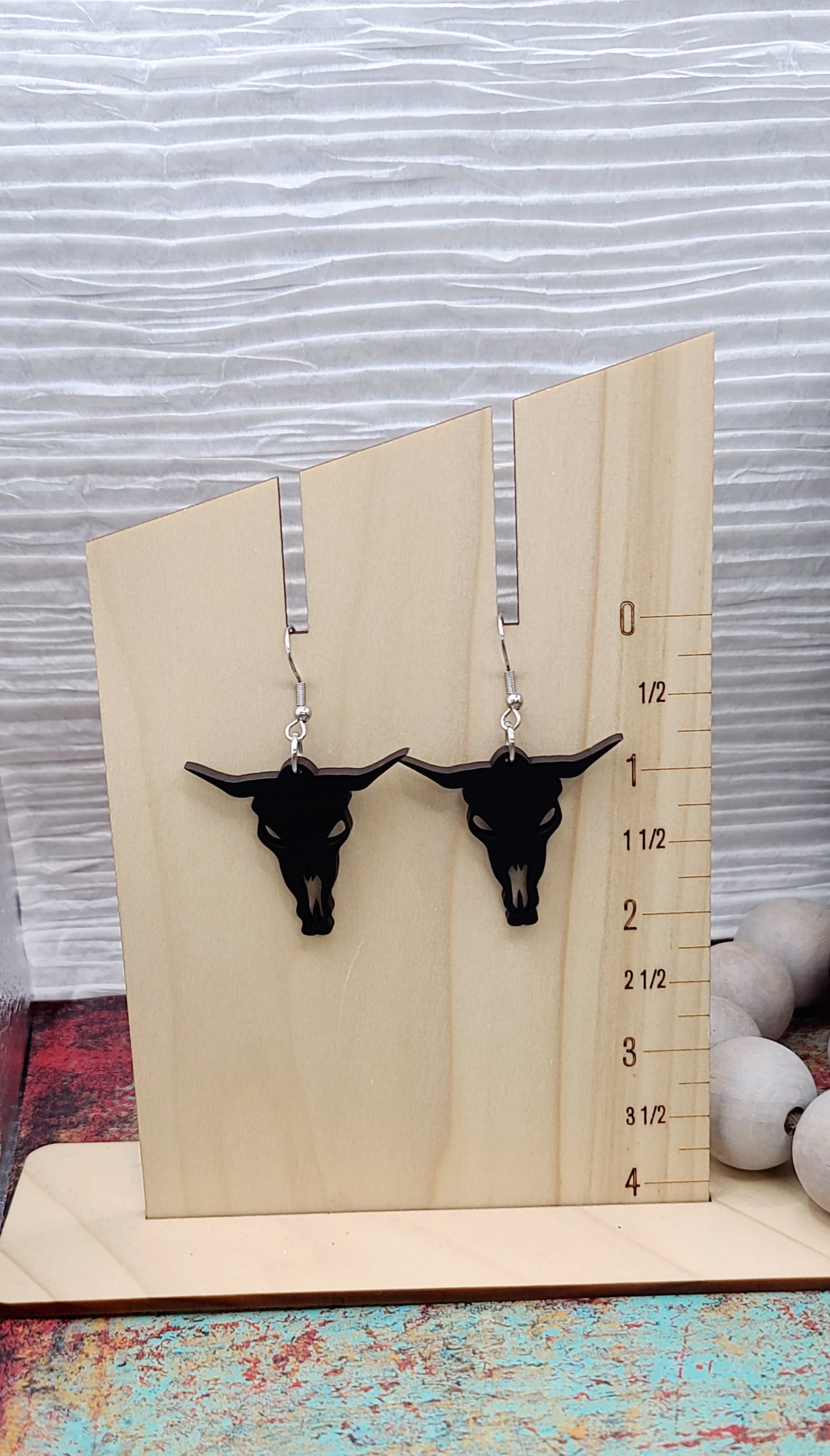 Black Bull Skull Earrings