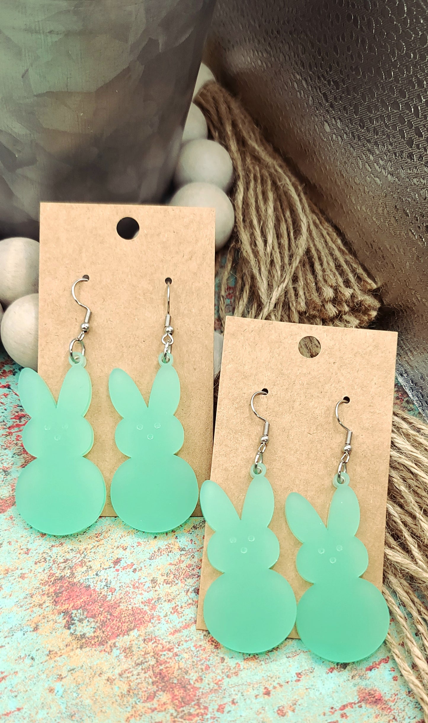 Frosted Mint Bunny Earrings