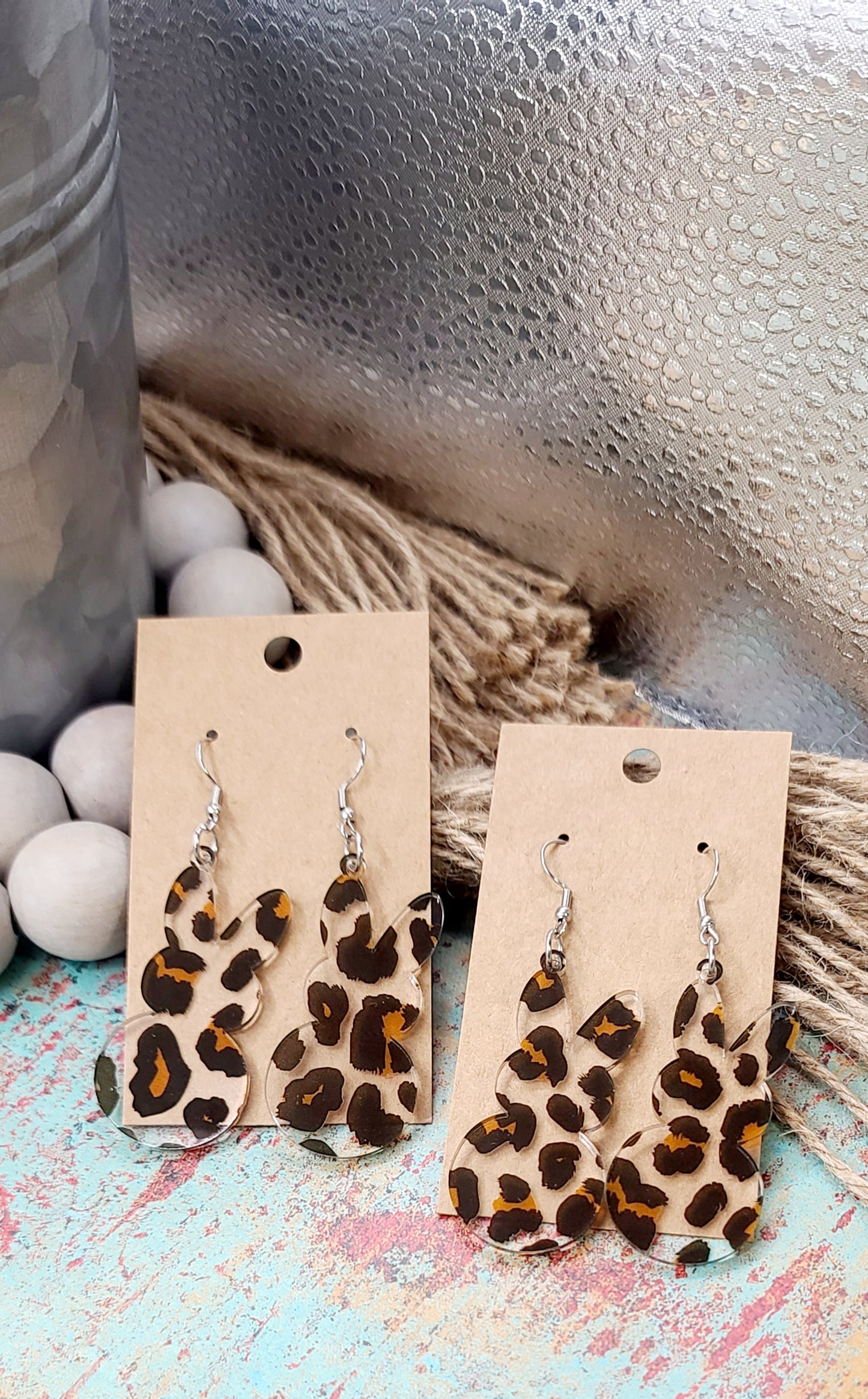 Clear Leopard Bunny Earrings