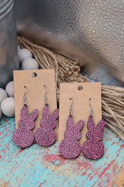 Pink Leopard Bunny Earrings