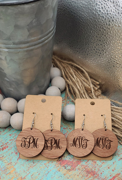 Sapele Circle Monogram Earrings