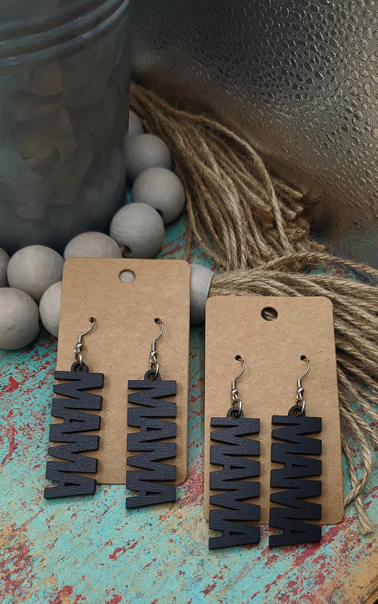 Black Wood Mama Earrings