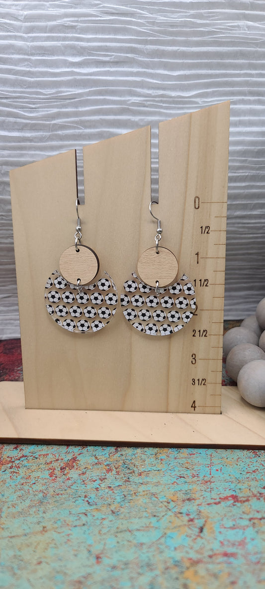 Soccer Stacked Circle Earrings