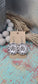 White Wood Leopard Circle Monogram Earrings