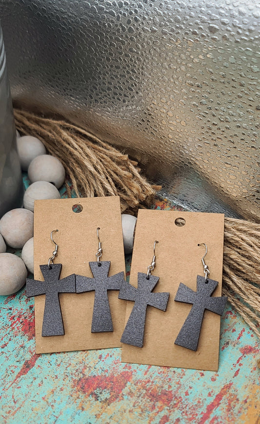 Black Cross Earrings