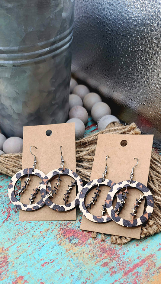 Leopard Baseball Earrings