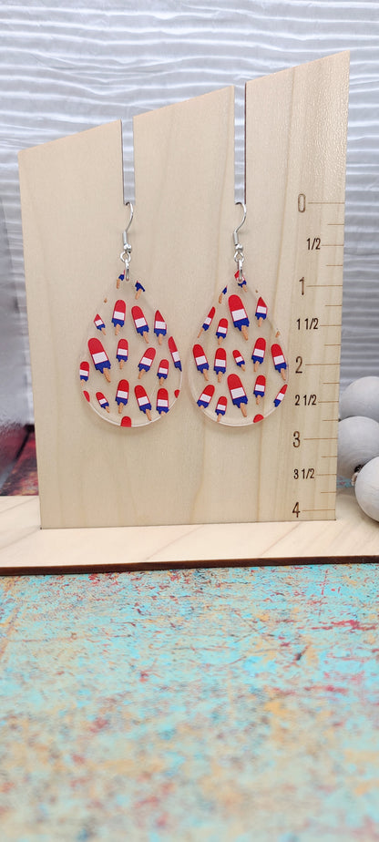 Patriotic Popsicle Teardrop Earrings